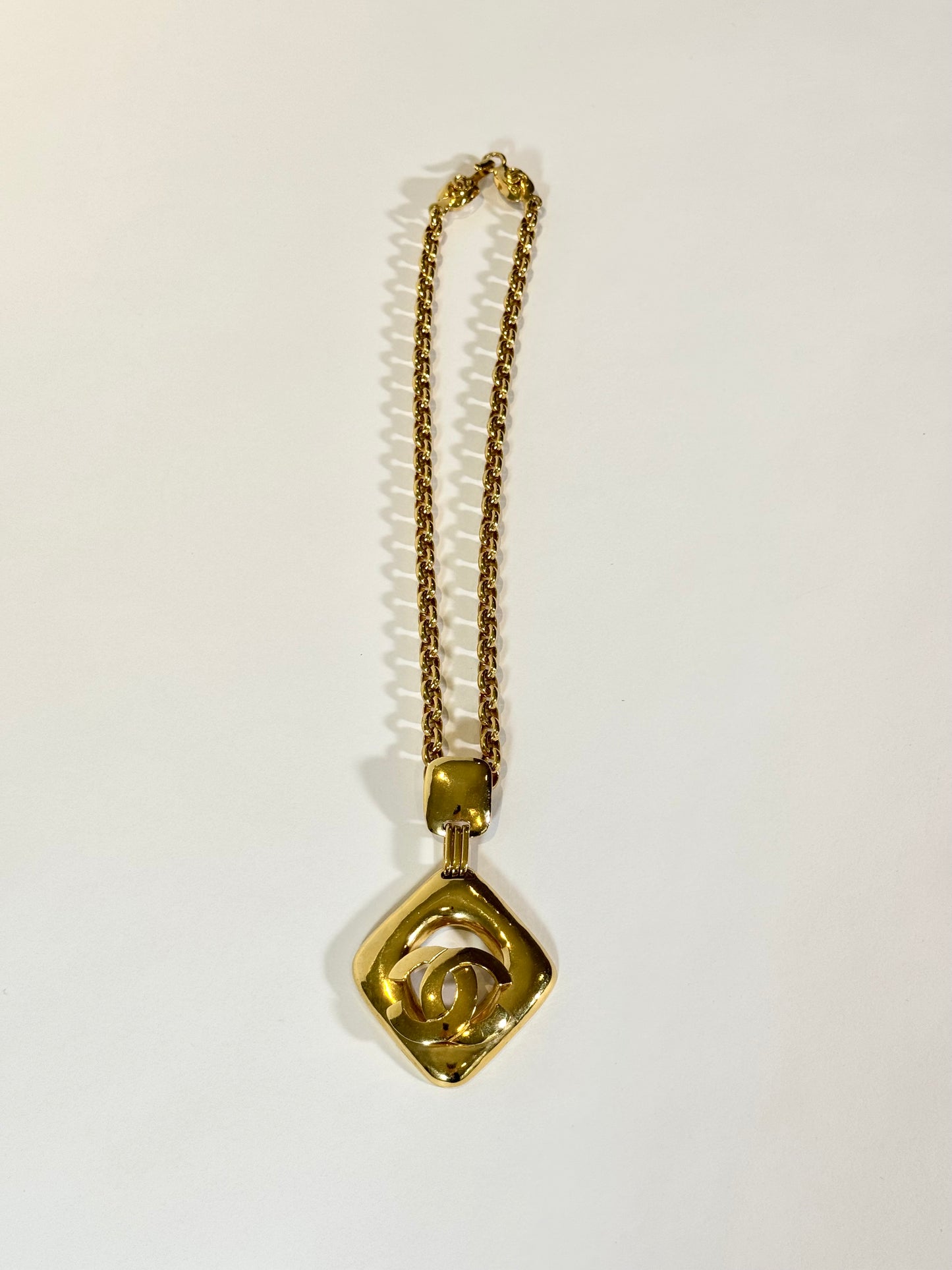 Vintage CHANEL Double C Medallion Gold Necklace Cocomark